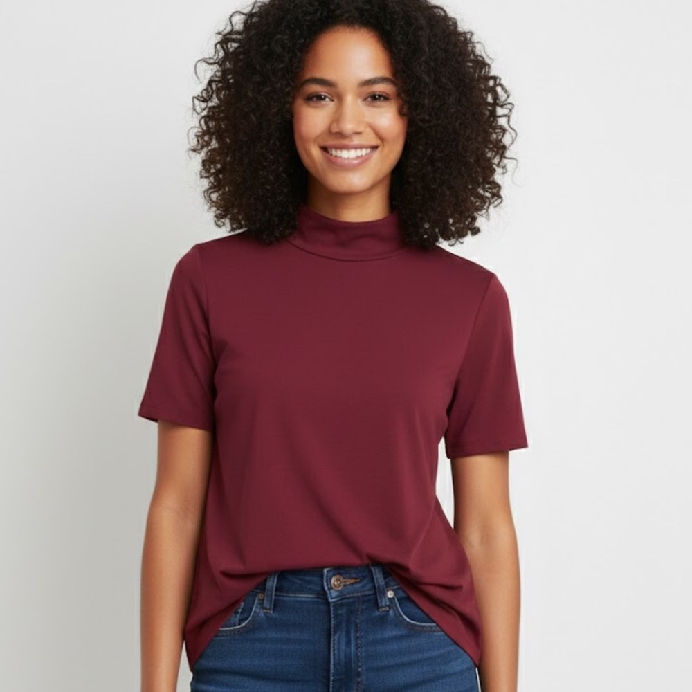 Chico's Rich Burgundy Short Sleeve Top
